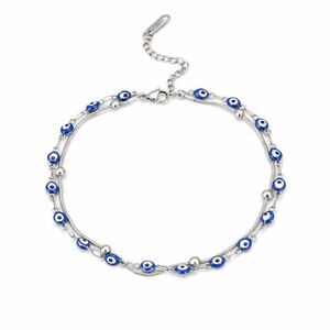 Silver Turkish Hamsa Evil Eye Anklet